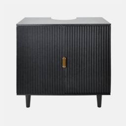 OHS Ribbed Undersink Bathroom Cabinet MDF Storage Organiser in Black - thumbnail 2