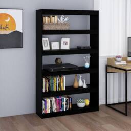 Berkfield Home Decorative Book Cabinet/Room Divider Black 100x30x167.5 cm Solid - thumbnail 2