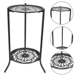 Garden Sanctuary Vintage 2 Tier Metal Plant Display Stand in Black - thumbnail 2