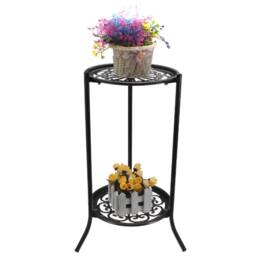 Garden Sanctuary Vintage 2 Tier Metal Plant Display Stand in Black - thumbnail 7