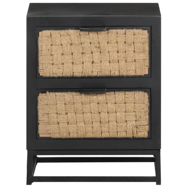 Berkfield Home Bedside Cabinet 40x30x50 cm Solid Mango Wood in Black - Size: 40 x 30 x 50 cm - image 1
