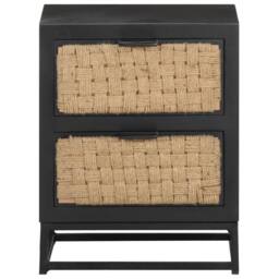 Berkfield Home Bedside Cabinet 40x30x50 cm Solid Mango Wood in Black - Size: 40 x 30 x 50 cm - thumbnail 1