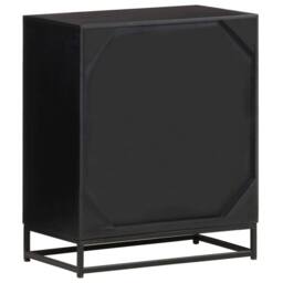 Berkfield Home Bedside Cabinet 40x30x50 cm Solid Mango Wood in Black - Size: 40 x 30 x 50 cm - thumbnail 4