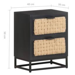 Berkfield Home Bedside Cabinet 40x30x50 cm Solid Mango Wood in Black - Size: 40 x 30 x 50 cm - thumbnail 7