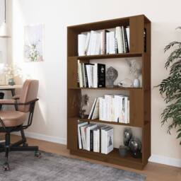 Berkfield Home Book Cabinet/Room Divider Honey Brown 80x25x132 cm Solid Wood - Size: 80 x 25 x 132 cm - thumbnail 3