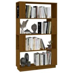 Berkfield Home Book Cabinet/Room Divider Honey Brown 80x25x132 cm Solid Wood - Size: 80 x 25 x 132 cm - thumbnail 4