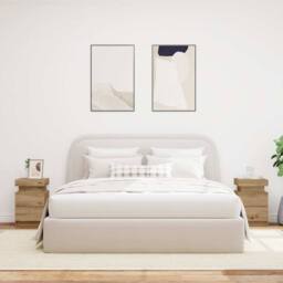 Berkfield Home Bedside Cabinets with LED 2 pcs Artisian Oak 35x39x55 cm Wood in Brown - Size: 35 x 39 x 55 cm - thumbnail 2