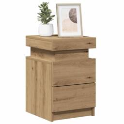 Berkfield Home Bedside Cabinets with LED 2 pcs Artisian Oak 35x39x55 cm Wood in Brown - Size: 35 x 39 x 55 cm - thumbnail 5