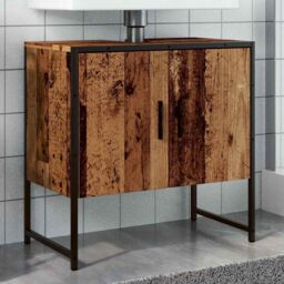 Berkfield Home Bathroom Sink Cabinet Old Wood 60x33x60 cm Engineered Wood in Brown - Size: 60 x 33 x 60 cm - thumbnail 1