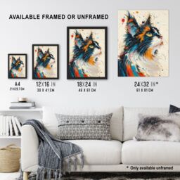 "Artery8 Wall Art Print Paint Splat Maine Coon Cat Lover Pet Portrait Poster - Size: W24"" x H32""" - thumbnail 3