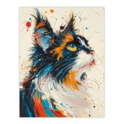 "Artery8 Wall Art Print Paint Splat Maine Coon Cat Lover Pet Portrait Poster - Size: W24"" x H32""" - thumbnail 1