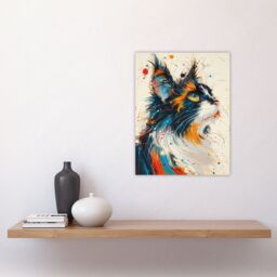 "Artery8 Wall Art Print Paint Splat Maine Coon Cat Lover Pet Portrait Poster - Size: W24"" x H32""" - thumbnail 4