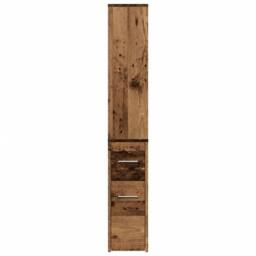 Berkfield Home Narrow Bathroom Cupboard with Wheels Old Wood Engineered Wood in Brown - thumbnail 5