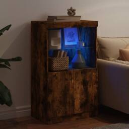 Berkfield Home Sideboard with LED Lights Smoked Oak 60.5x37x100 cm in Brown - thumbnail 4