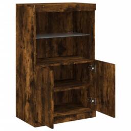 Berkfield Home Sideboard with LED Lights Smoked Oak 60.5x37x100 cm in Brown - thumbnail 7