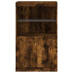 Berkfield Home Sideboard with LED Lights Smoked Oak 60.5x37x100 cm in Brown - thumbnail 6