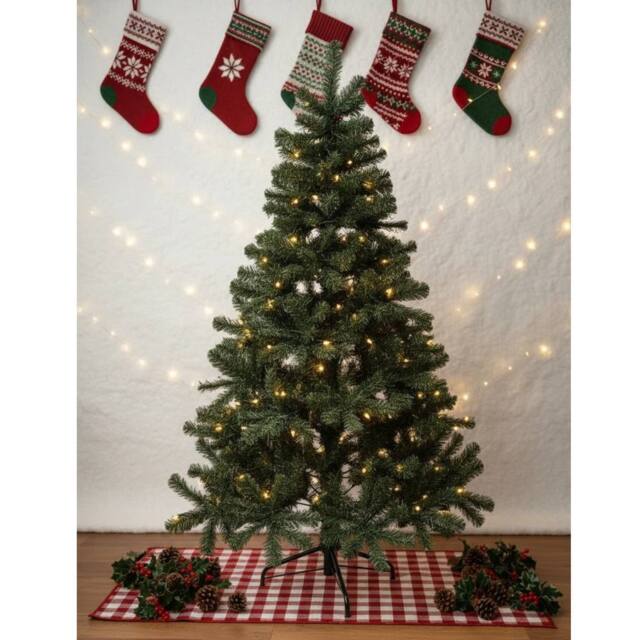 Outdoor Living Pre-Lit Green Artificial Christmas Tree - 7FT with 210 LED lights - image 1