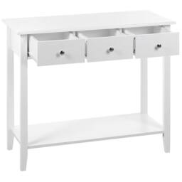 Wyld and Coco White Console Table - 3 Drawers 90x40x75 cm Scandinavian - Size: 90 x 40 x 75 cm - thumbnail 5