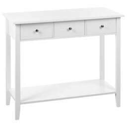 Wyld and Coco White Console Table - 3 Drawers 90x40x75 cm Scandinavian - Size: 90 x 40 x 75 cm - thumbnail 2