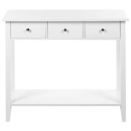 Wyld and Coco White Console Table - 3 Drawers 90x40x75 cm Scandinavian - Size: 90 x 40 x 75 cm - thumbnail 4