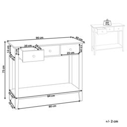 Wyld and Coco White Console Table - 3 Drawers 90x40x75 cm Scandinavian - Size: 90 x 40 x 75 cm - thumbnail 3