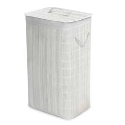 Nordara Rectangular Bamboo Laundry Basket with Lid & Liner in White - Size: Large