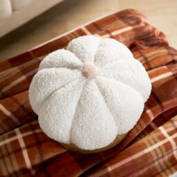 OHS Pumpkin Sofa Cushion Soft Fleece Filled 2 Pack Autumn Plush Home Decor Plump in Cream - thumbnail 3