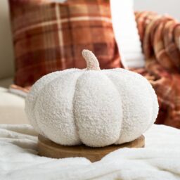 OHS Pumpkin Sofa Cushion Soft Fleece Filled 2 Pack Autumn Plush Home Decor Plump in Cream - thumbnail 2