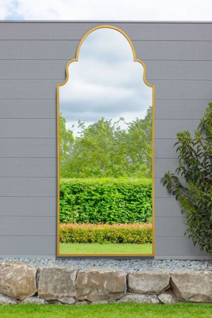 "MirrorOutlet Gold Framed Arched Leaner/Wall Garden Mirror 79"" x 33"" (200x85CM) - Size: 1 Pack" - image 1