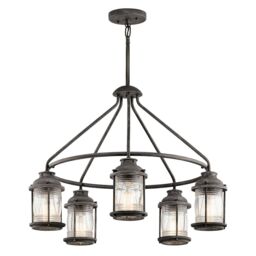 Loops Outdoor IP44 5 Bulb Chandelier LIght Weathered Zinc LED E27 60W - thumbnail 1