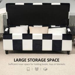 EONLION 114 x 47 x 47cm Velvet Storage Ottoman in Black - Size: 100 cm - thumbnail 5