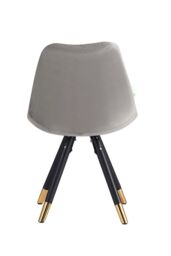 Life Interiors Set of 4 Sofia Ergonomic Modern Dining Chairs Upholstered in Velvet, Metal Legs with Gold End Caps in Light Grey - thumbnail 4