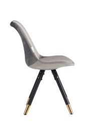 Life Interiors Set of 4 Sofia Ergonomic Modern Dining Chairs Upholstered in Velvet, Metal Legs with Gold End Caps in Light Grey - thumbnail 3
