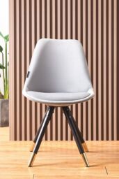 Life Interiors Set of 4 Sofia Ergonomic Modern Dining Chairs Upholstered in Velvet, Metal Legs with Gold End Caps in Light Grey - thumbnail 2