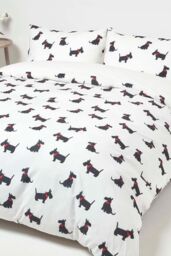 Homescapes Scottie Dog Digitally Printed Cotton Duvet Cover Set in White - Size: King - thumbnail 6