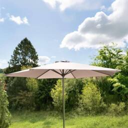 Hectare 4 Seater Rattan Patio Dining Set with Parasol Reversible Cushions in Beige - thumbnail 4