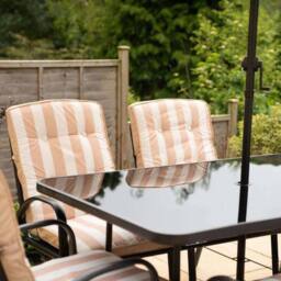 Hectare 4 Seater Rattan Patio Dining Set with Parasol Reversible Cushions in Beige - thumbnail 5