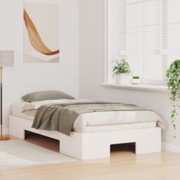 Berkfield Home Floor Bed Frame with Storage White 75 x 190 cm Solid pine wood - thumbnail 5