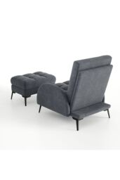 Living and Home Modern Leisure Armchair with Footstool in Grey - thumbnail 5