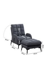 Living and Home Modern Leisure Armchair with Footstool in Grey - thumbnail 6