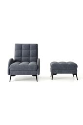 Living and Home Modern Leisure Armchair with Footstool in Grey - thumbnail 3