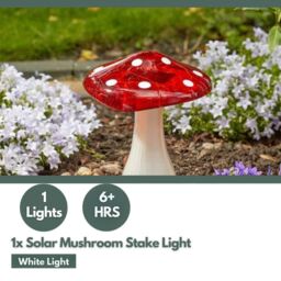 Marco Paul 23cm Large Solar Powered Mushroom Garden Ornament in Red - thumbnail 4
