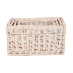 Red Hamper Wicker White Wash Storage Open Baskets Set of 4 - thumbnail 3