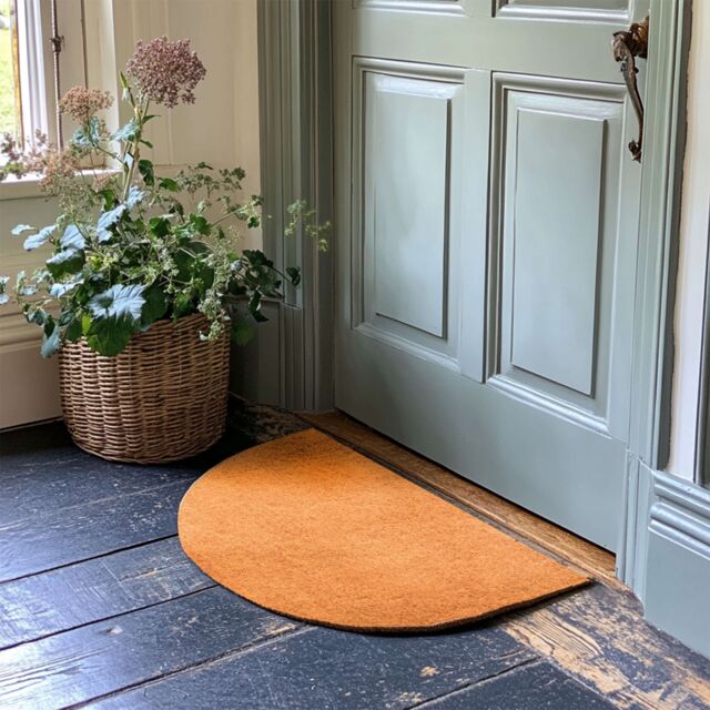Nicoman PVC Coir Non-Slip Durable Halfmoon Plain Doormat in Brown - Size: 40 cm x 70 cm - image 1