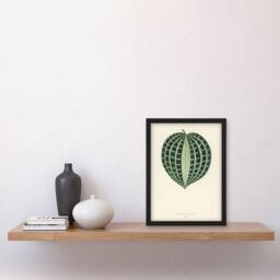 Artery8 Vintage Botanical Seersucker Plant Leaf Fawcett Framed Wall Art Print in Beige - Size: A4 - thumbnail 2