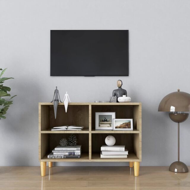 Berkfield Home TV Cabinet with Solid Wood Legs Sonoma Oak 69.5x30x50 cm in Brown - image 1