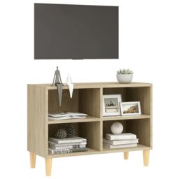 Berkfield Home TV Cabinet with Solid Wood Legs Sonoma Oak 69.5x30x50 cm in Brown - thumbnail 3