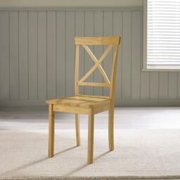 FurnitureboxUK Millford x2 Solid Wood Crossback Dining Chairs in Light Oak - thumbnail 3
