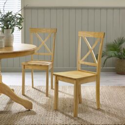 FurnitureboxUK Millford x2 Solid Wood Crossback Dining Chairs in Light Oak