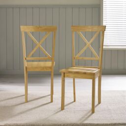 FurnitureboxUK Millford x2 Solid Wood Crossback Dining Chairs in Light Oak - thumbnail 2